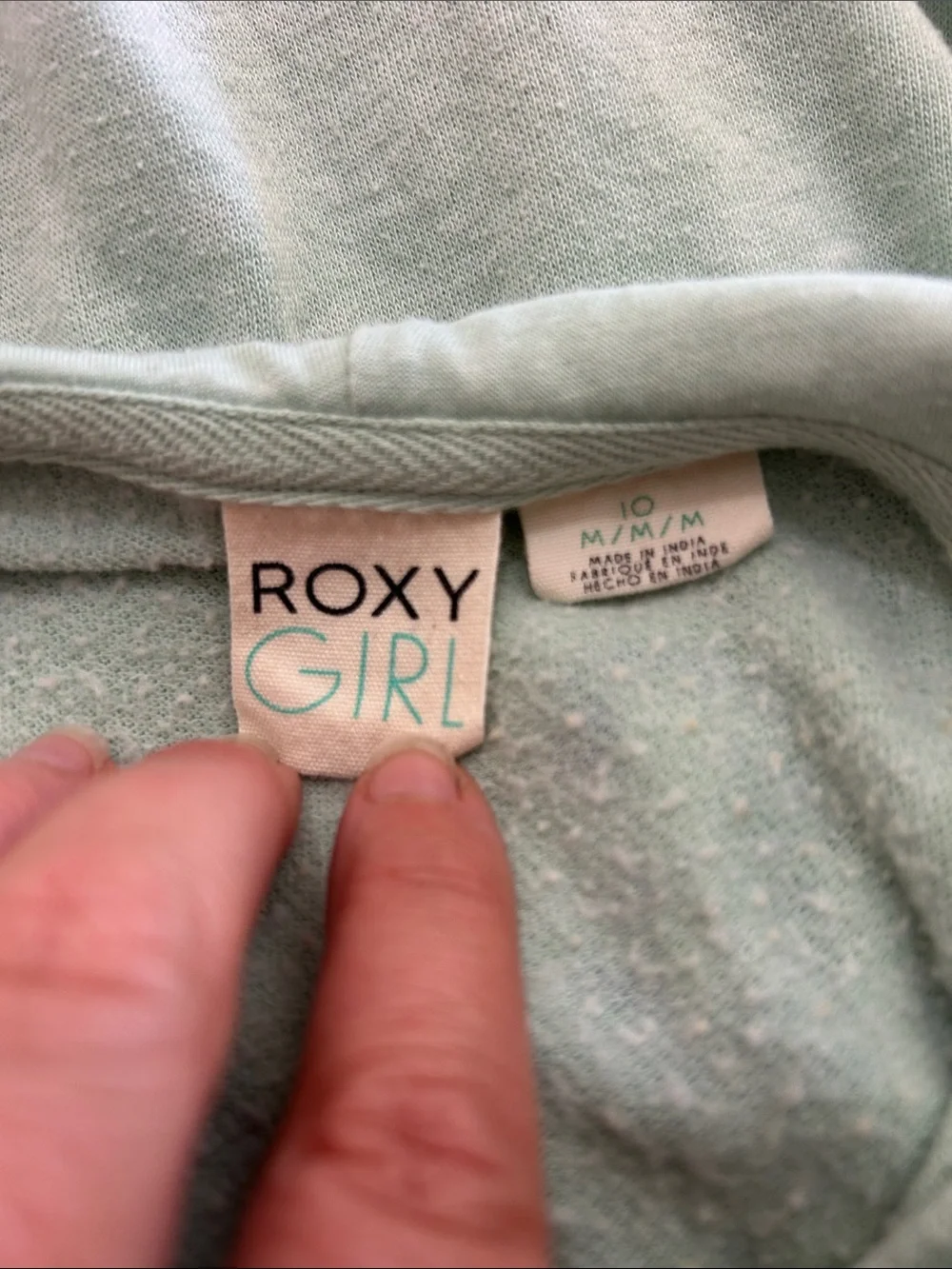 Roxy Mint Green Zip-Up Hoodie for Kids